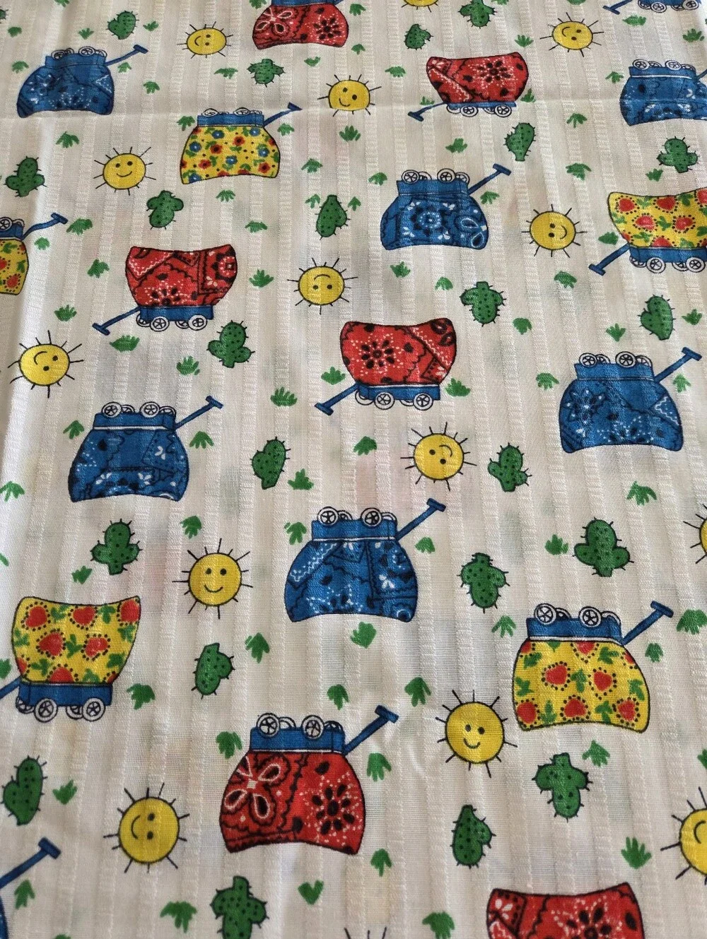 Vintage 1970's - 1980's COVERED WAGONS 100% Cotton Sewing Quilting Craft Fabric